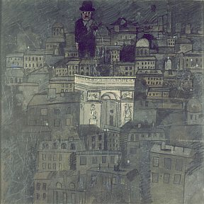 "L'arc de triomphe", 150 x 150 cm. 1982. Huile sur papier marouflé - SEGUI