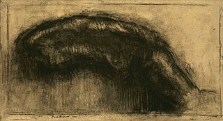 "Noût la nuit", 45,5 x 81,5 cm. 2005. Dessin, fusain - P-EDOUARD